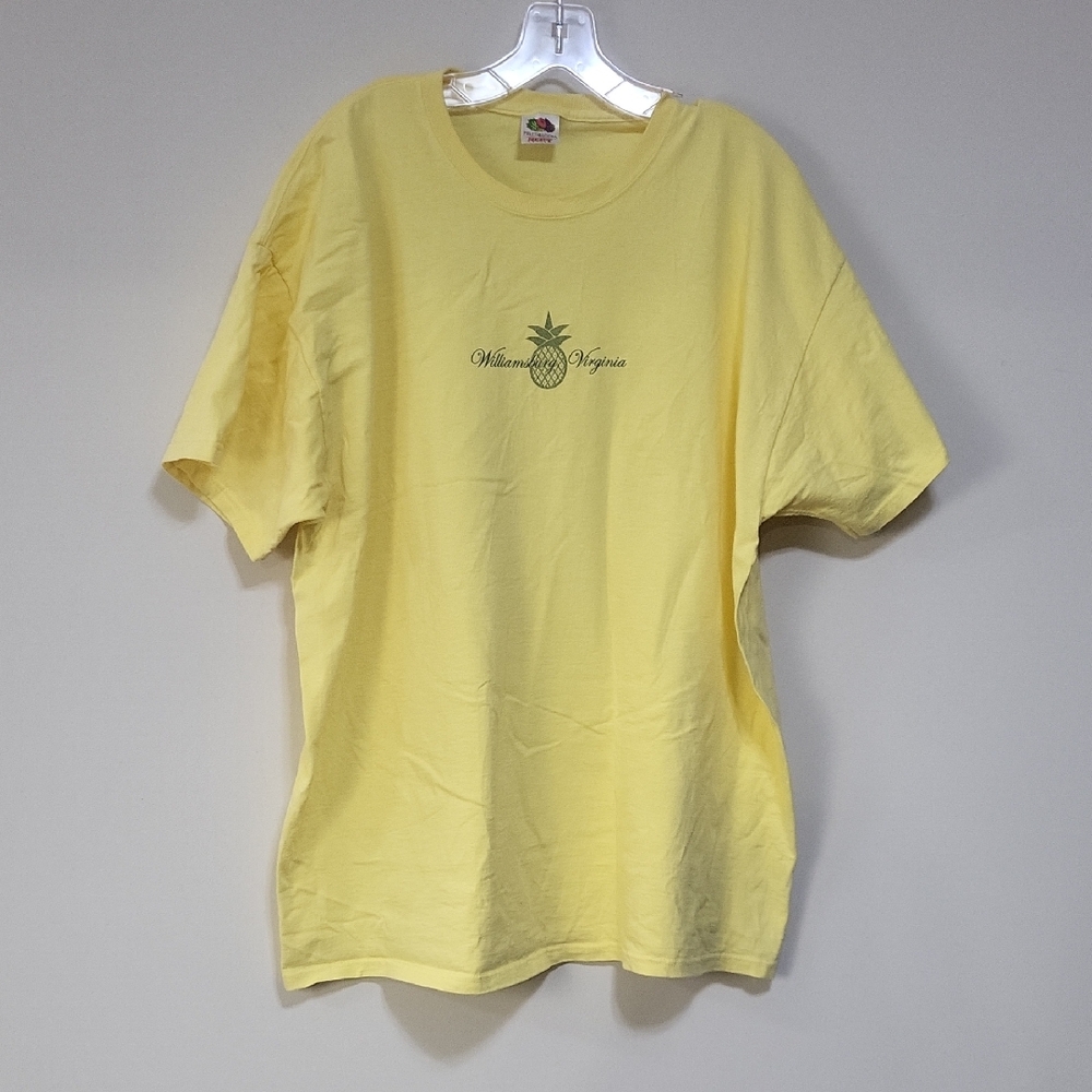 Fruit of the Loom Yellow Cotton Williamsburg Virginia Pineapple Short Sleeve Tee